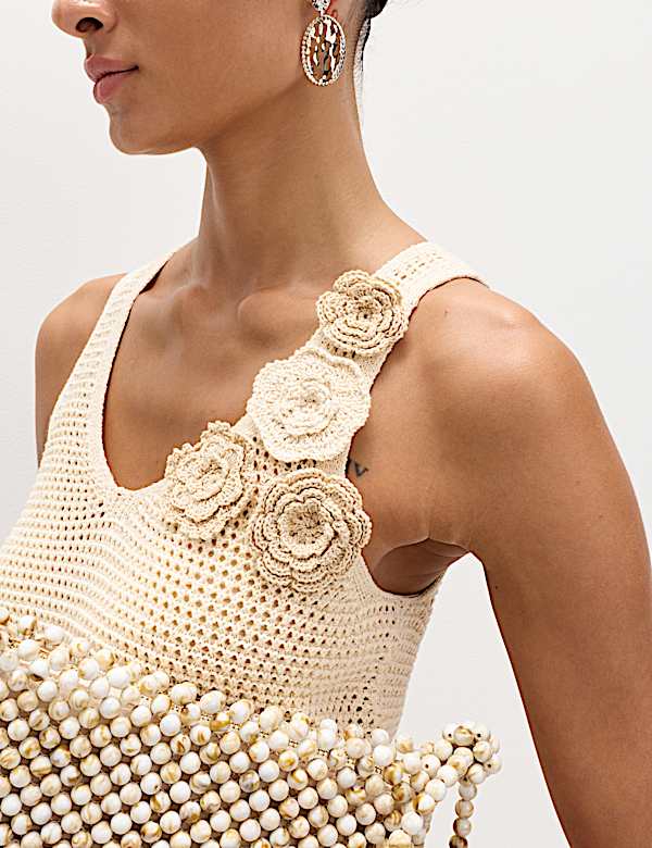 Maillot de corps en maille de coton m&eacute;lang&eacute; style crochet - BE