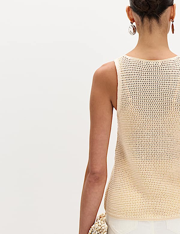 Maillot de corps en maille de coton m&eacute;lang&eacute; style crochet - BE