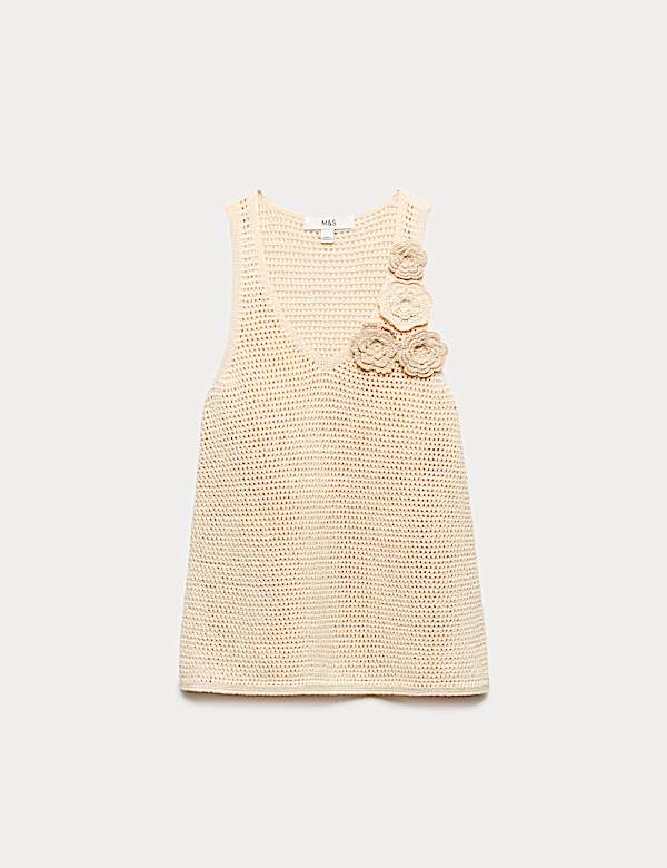 Maillot de corps en maille de coton m&eacute;lang&eacute; style crochet - BE