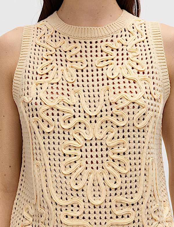 Cotton Rich Floral Slim Fit Knitted Vest - MX