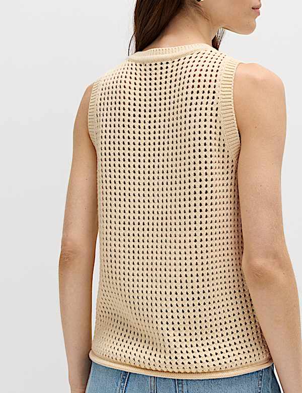 Cotton Rich Floral Slim Fit Knitted Vest - MX