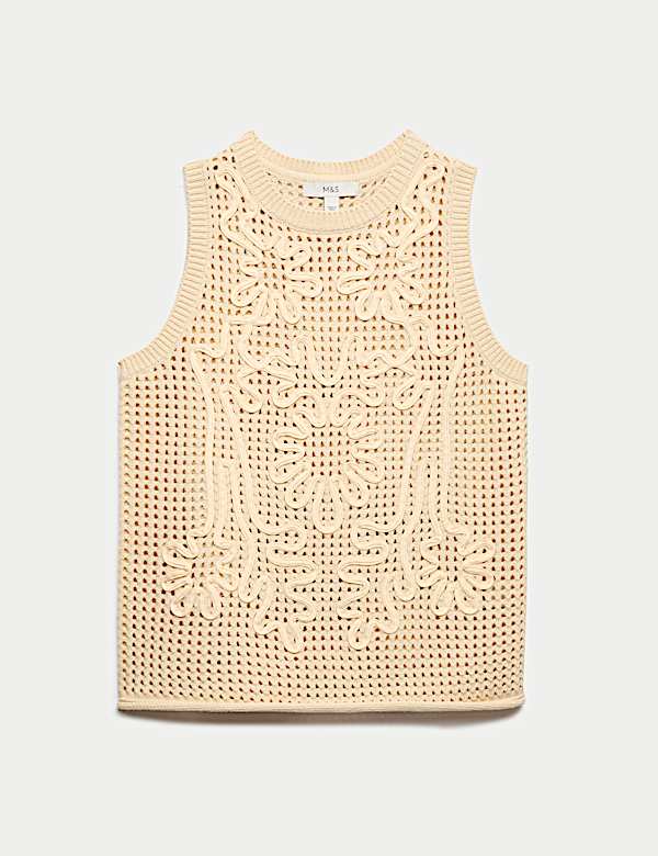 Cotton Rich Floral Slim Fit Knitted Vest - MX