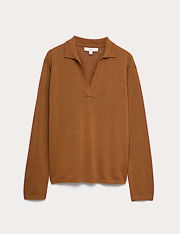Collared Knitted Top with Linen - AL
