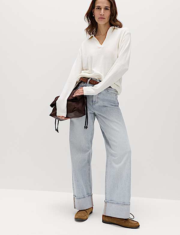 Collared Knitted Top with Linen - MV