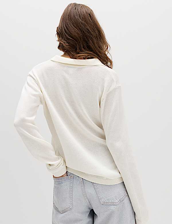 Collared Knitted Top with Linen - MV