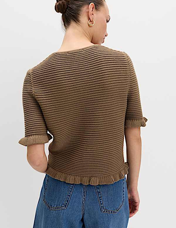 Cotton Rich Ruffle Detail Cardigan - KR