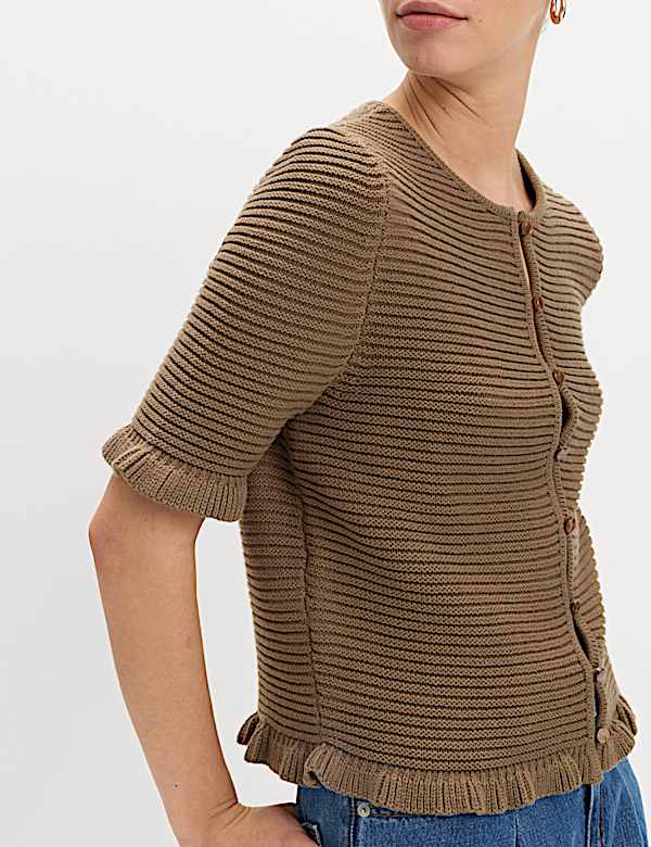 Cotton Rich Ruffle Detail Cardigan - KR
