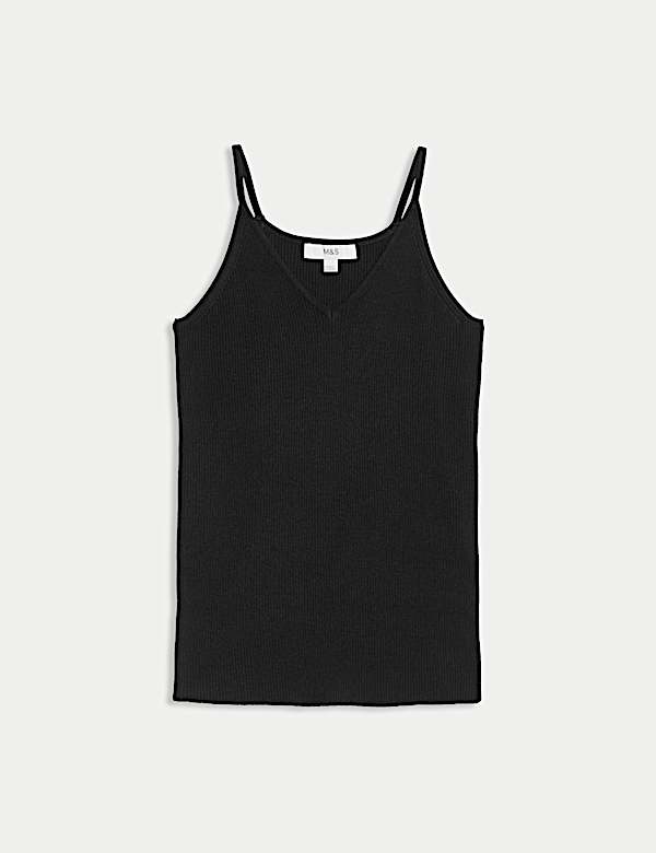 Ribbed V-Neck Slim Fit Knitted Vest - GR