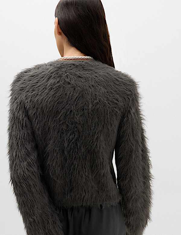 Textured Button Front Slim Cropped Cardigan - CN