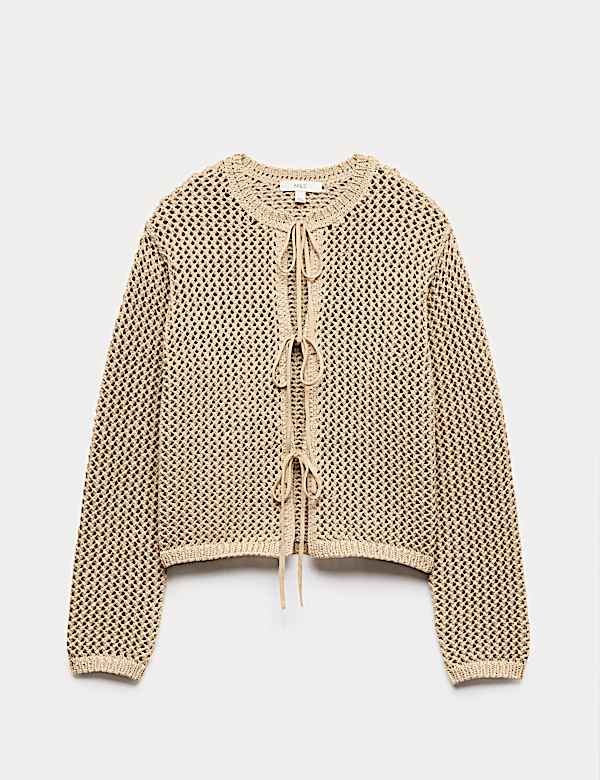 Kort vest met slanke pasvorm, striksluiting aan de voorkant en structuur - BE