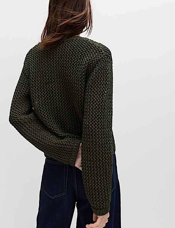 Textured Tie Front Slim Fit Cropped Cardigan - CN