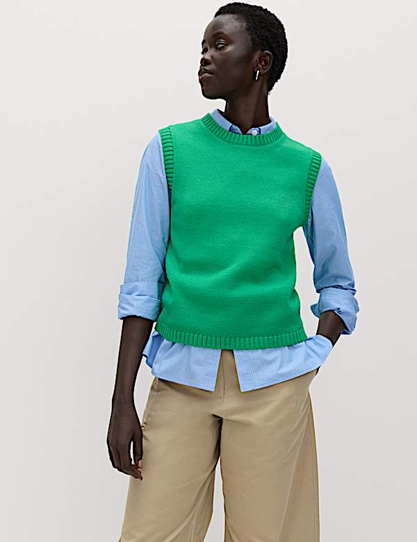 Cotton Rich Slim Fit Knitted Vest - AU