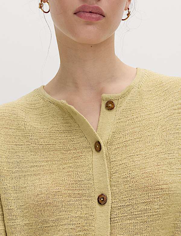 Cotton Rich Button Through Cropped Cardigan