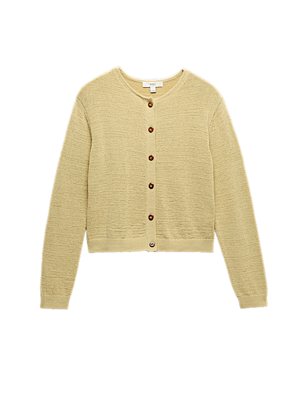 Cotton Rich Button Through Cropped Cardigan
