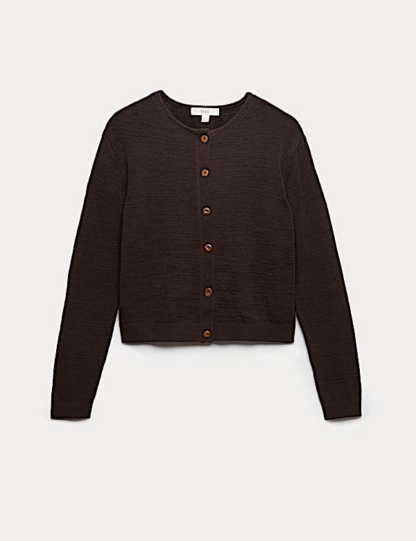 Cotton Rich Button Through Cropped Cardigan - AU