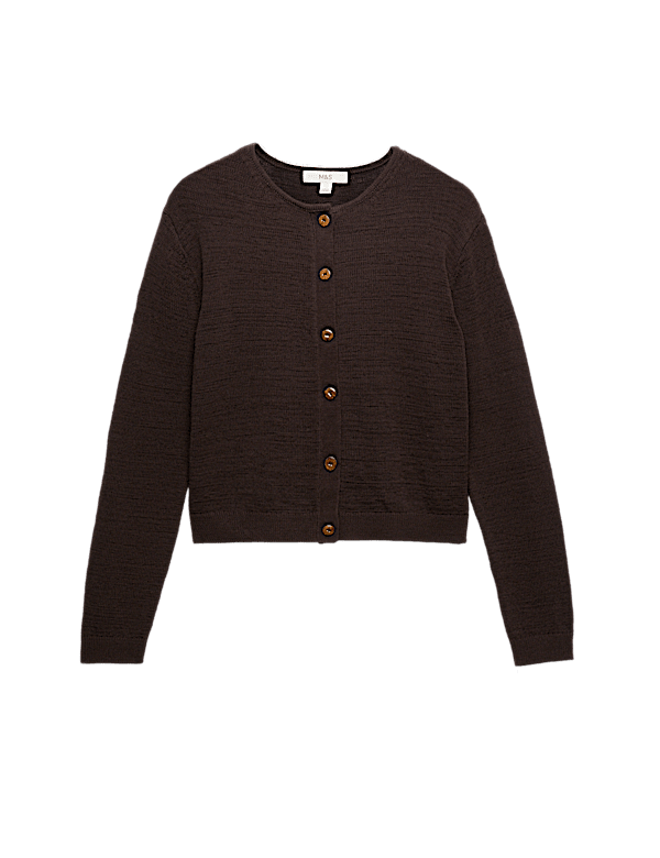 Cotton Rich Button Through Cropped Cardigan