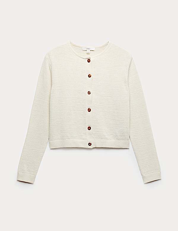 Cardigan court boutonn&eacute; en coton - CA