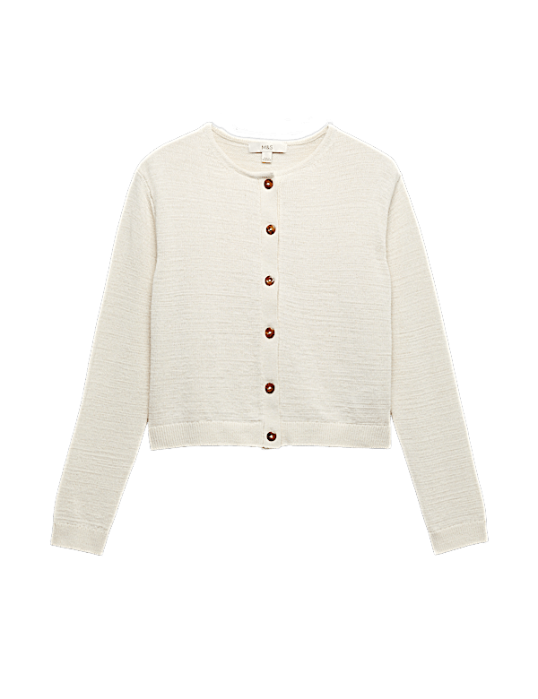 Cotton Rich Button Through Cropped Cardigan