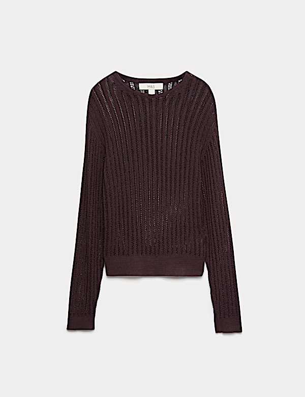 Pull en coton textur&eacute; &agrave; encolure ronde - LU