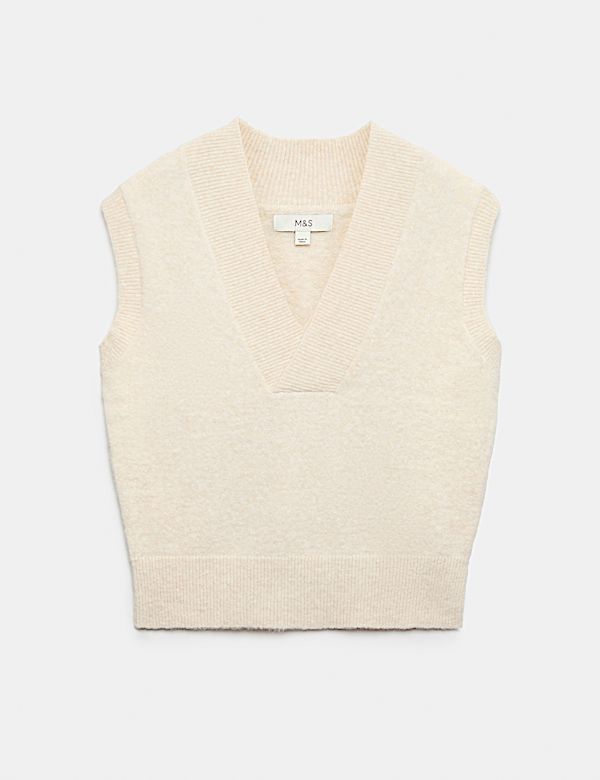 V Neck Cropped Knitted Vest With Wool - AU