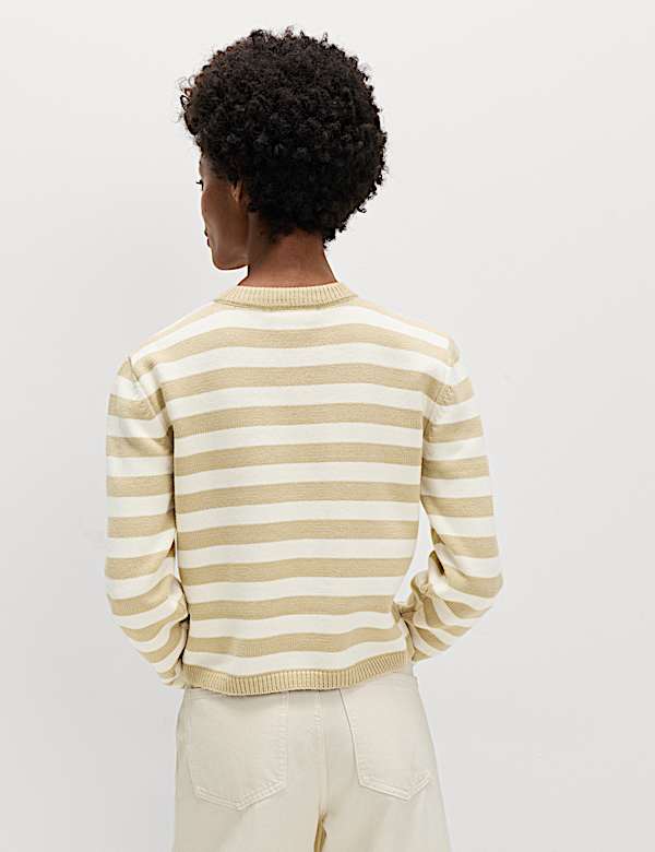 Gestreifter Crop-Pullover mit hohem Baumwollanteil - AT