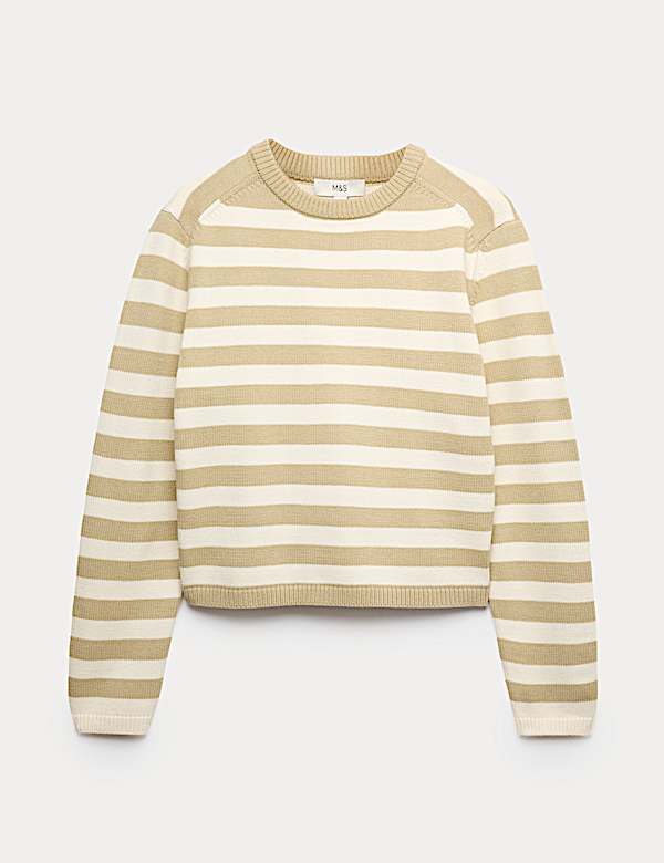 Gestreifter Crop-Pullover mit hohem Baumwollanteil - AT