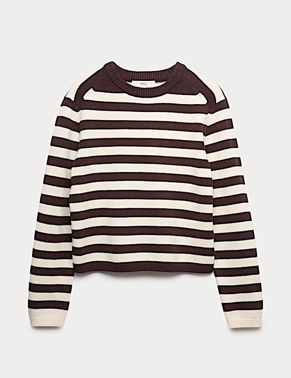 Proužkovan&yacute; zkr&aacute;cen&yacute; svetr s vysok&yacute;m pod&iacute;lem bavlny - CZ