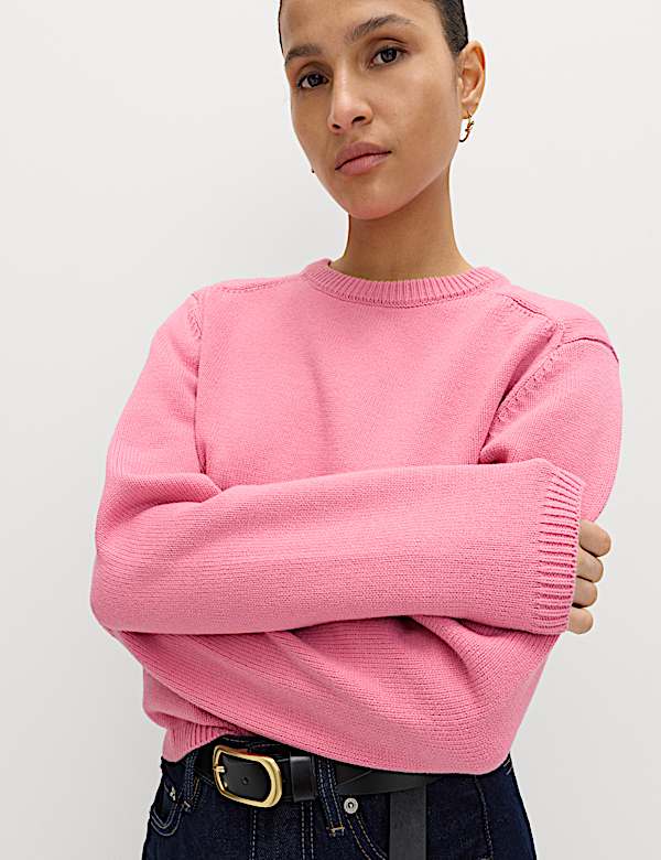 Cotton Rich Cropped Jumper | MEDIUM ROSE | Jumpers | M&S JE