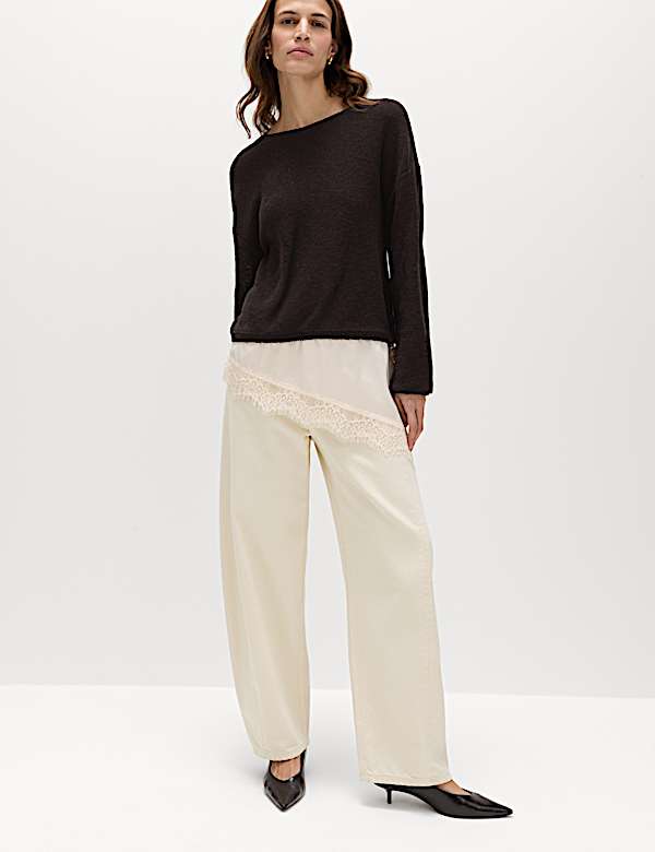 Cotton Blend Lace Detail Jumper - PT