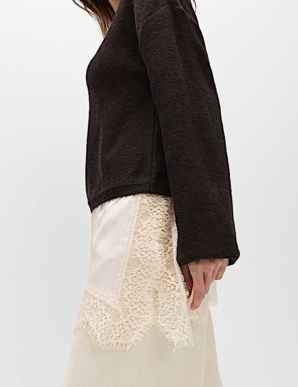 Cotton Blend Lace Detail Jumper - PT