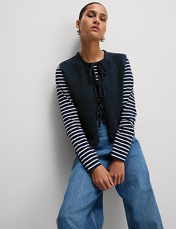 Cotton Rich Textured Cropped Waistcoat - PT