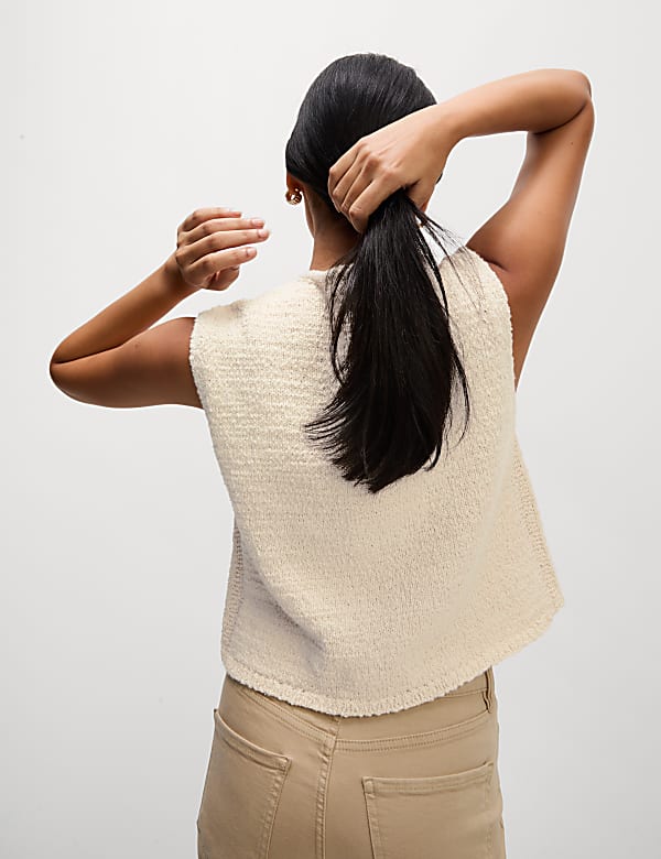 Cotton Rich Textured Cropped Waistcoat - MV