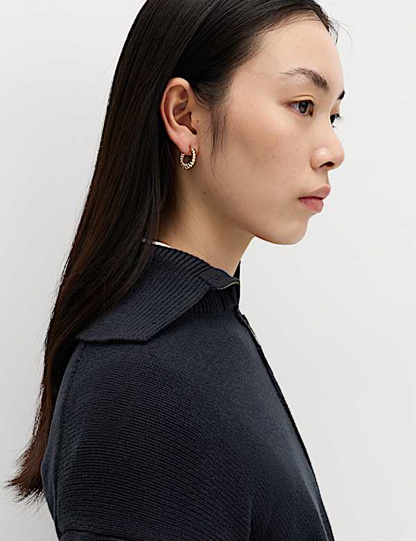 Cotton Rich Pocket Detail Collared Knitted Jacket - GR