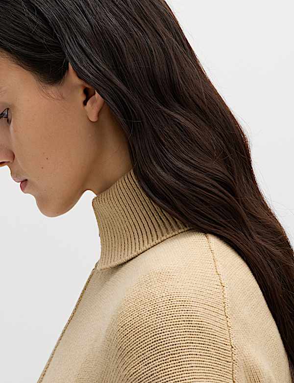 ז'קט סרוג מבד עשיר בכותנה עם כיסים וצווארון - IL