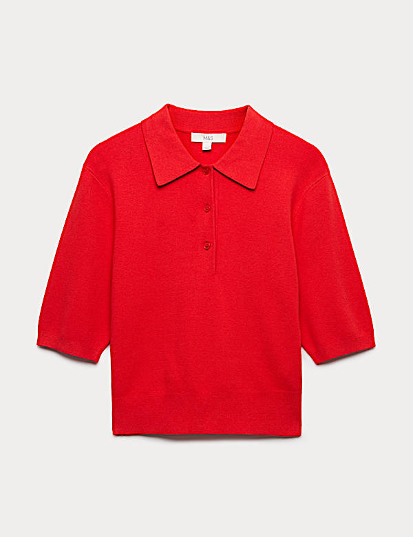 Collared Cropped Knitted Top - DK