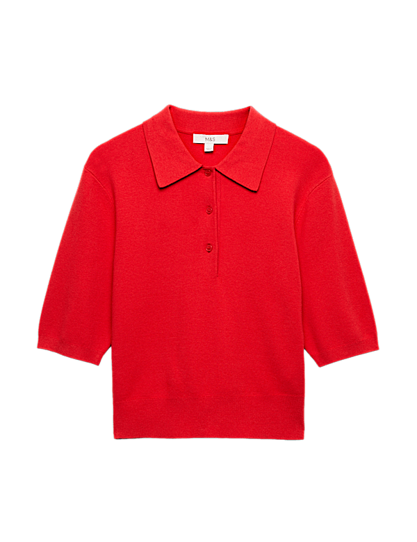Collared Cropped Knitted Top