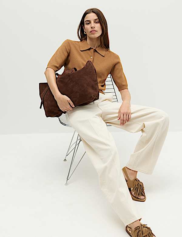 Collared Cropped Knitted Top