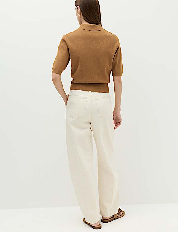 Collared Cropped Knitted Top