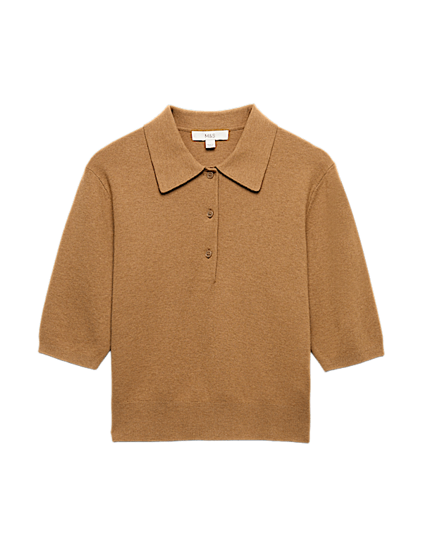 Collared Cropped Knitted Top