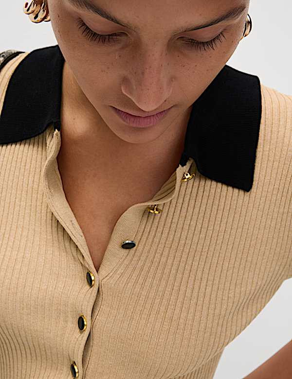 חולצה סרוגה Soft Touch עם צווארון - IL