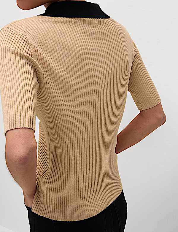 חולצה סרוגה Soft Touch עם צווארון - IL