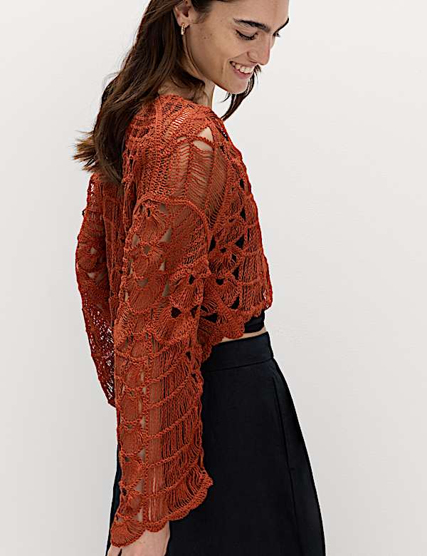Textured V-Neck Tie Front Cardigan - US