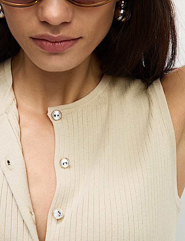 Textured Crew Neck Button Through Waistcoat - CY