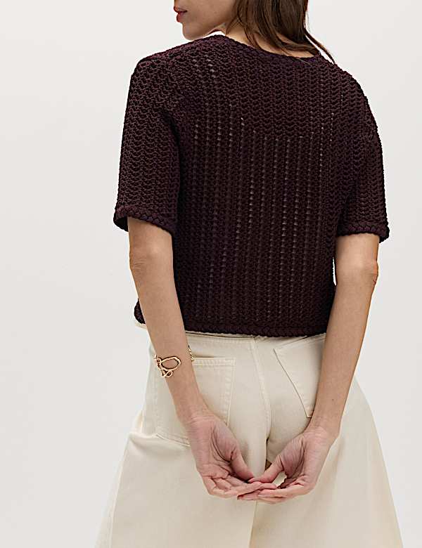 Open Stitch V-Neck Tie Fastening Cardigan - DK