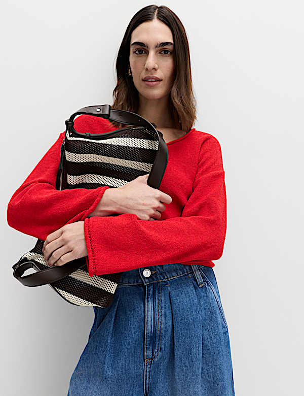 Cotton Blend V-Neck Slim Fit Jumper - EE