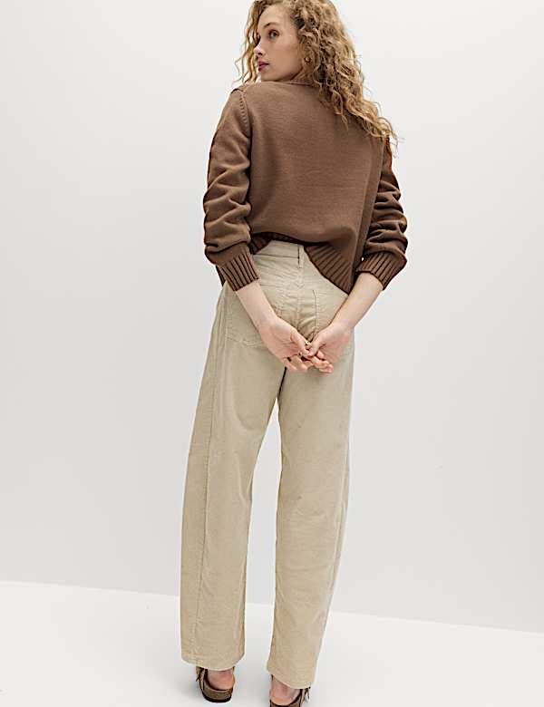 Cotton Rich Crew Neck Button Front Cardigan - US