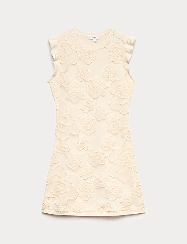 Floral Textured Knitted Mini Dress - FR