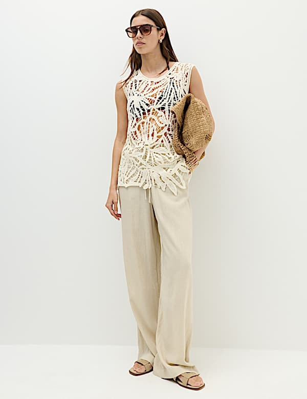 Pure Cotton Crochet-Style Knitted Vest