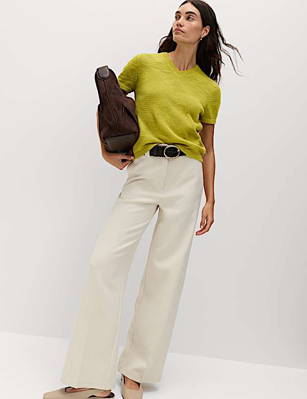 Cotton Rich V-Neck Slim Fit Knitted Top - RO