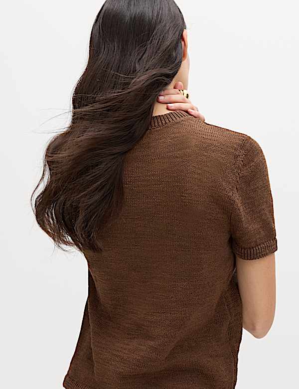 Cotton Rich V-Neck Slim Fit Knitted Top - UA
